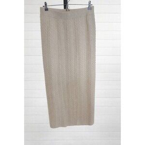 The Skirt Shop Off White Cable Knit Maxi Straight Sweater Preppy Skirt L